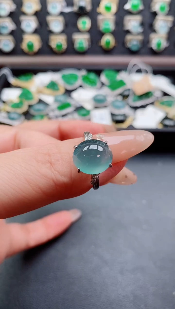 银S925镶嵌戒指翡翠1