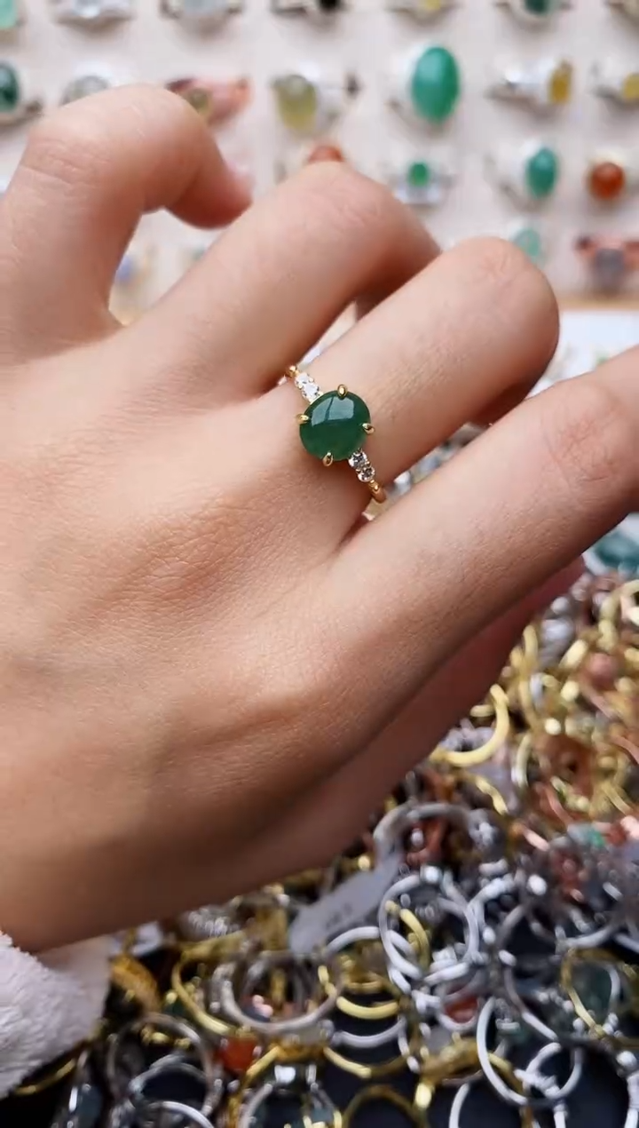 【闪购商品】翡翠戒指银S925镶嵌缅甸翡翠