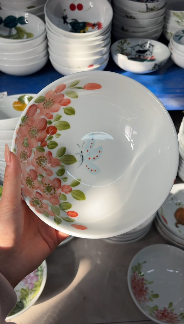 瓷片景德镇高温陶瓷食品级手绘釉中彩-大胖碗