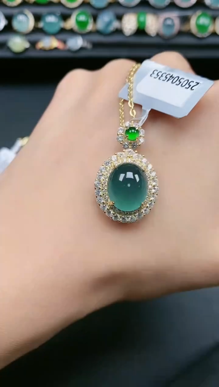 翡翠戒指银S925镶嵌1111