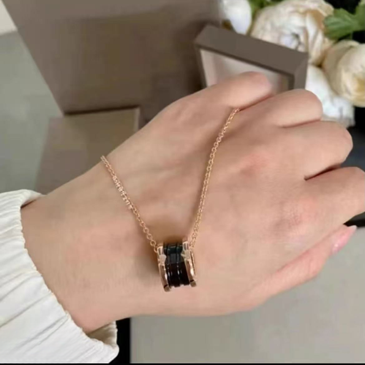 项链 #三男孩专享#003 黑陶瓷绳结微笑百搭项链时尚