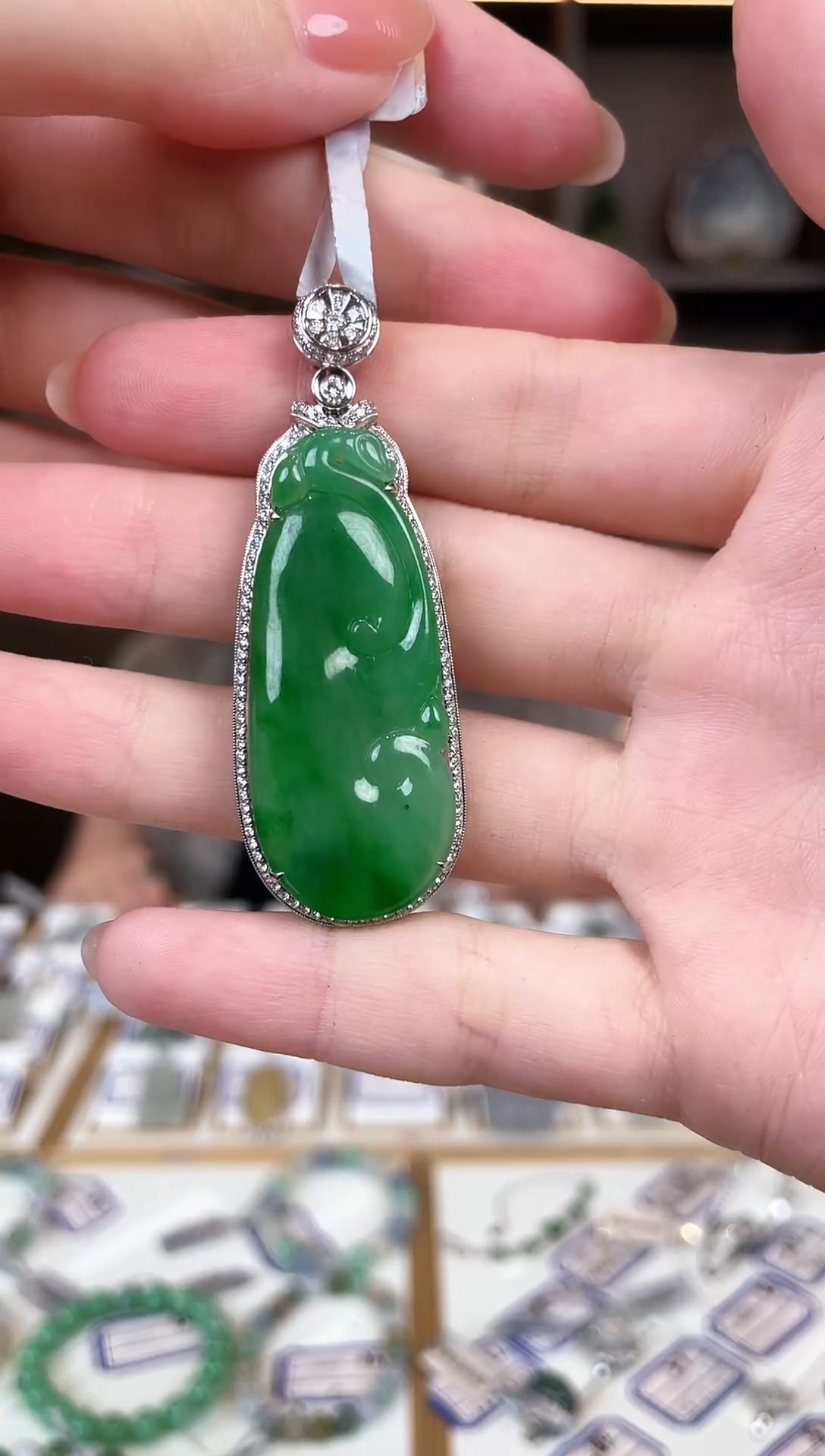 【闪购商品】翡翠颈饰18K金镶嵌【宝妈珠宝精选】BM00078天然翡翠