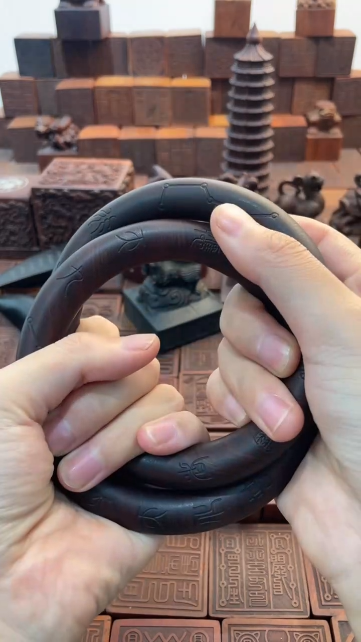 枣木内径80乾坤圈刻字男款--77