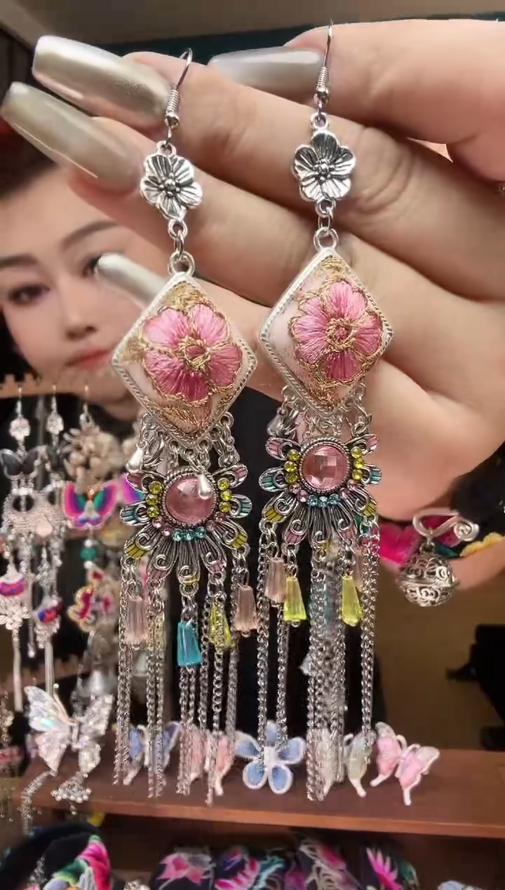 刺绣纯手工民族风刺绣耳环