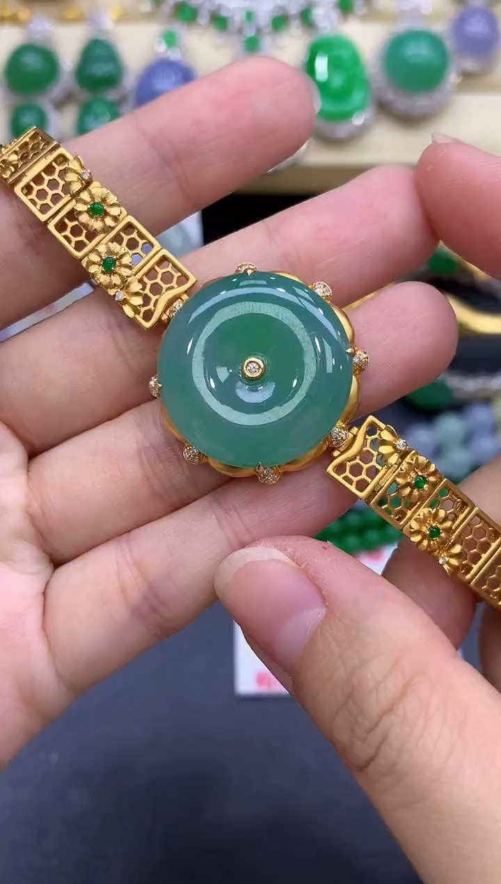 18K金镶嵌手链翡翠497-中国好珍宝