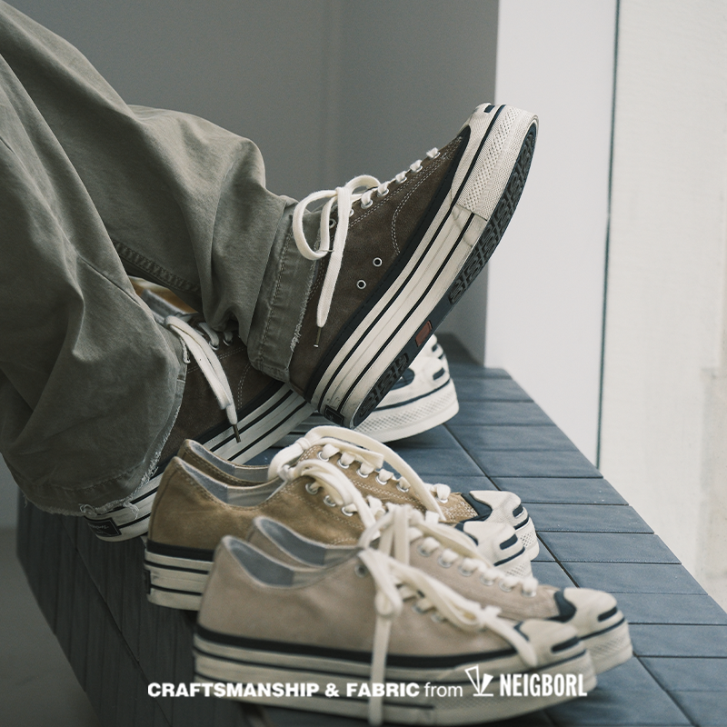 【开怀2.0】NEIGBORL钊叔制日系手工硫化增高帆布新款开口笑板鞋子