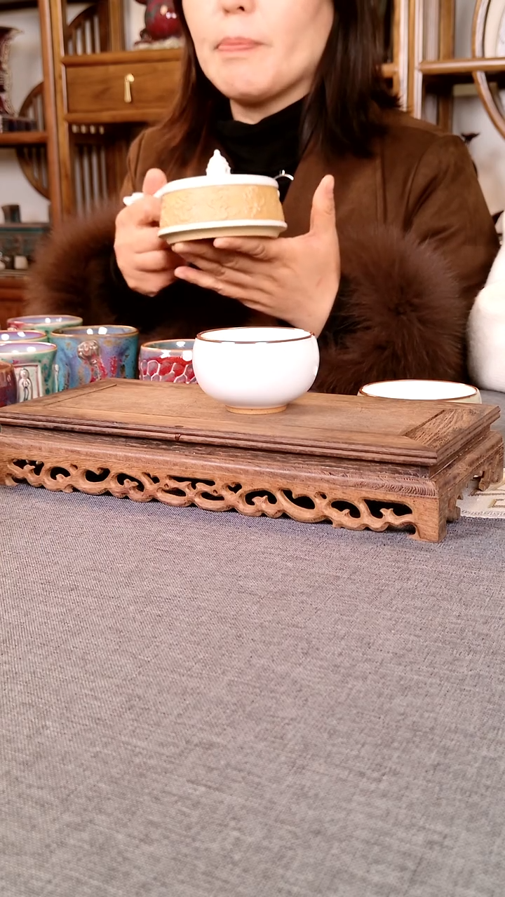 瓷片禅定杯 土魂钧瓷