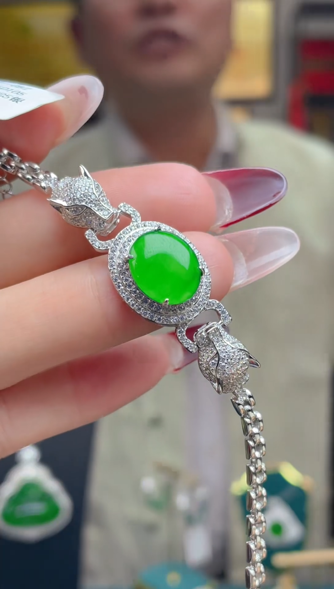 【闪购商品】翡翠手链银S925镶嵌文创珠宝天然A货翡翠多样性发一