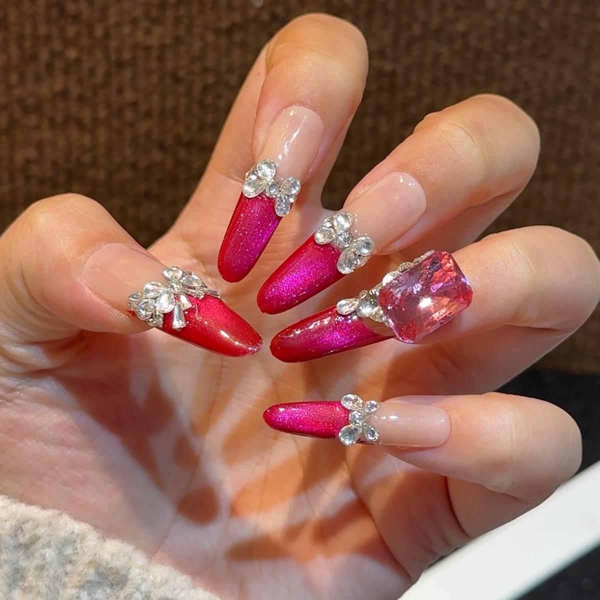 锦福（嫣红）裸色多巴胺中长短美甲秋冬纯手工穿戴甲新款高级感