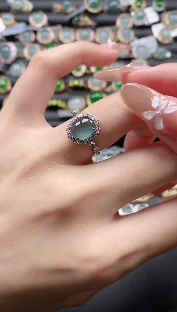 【闪购商品】翡翠戒指银S925镶嵌51511