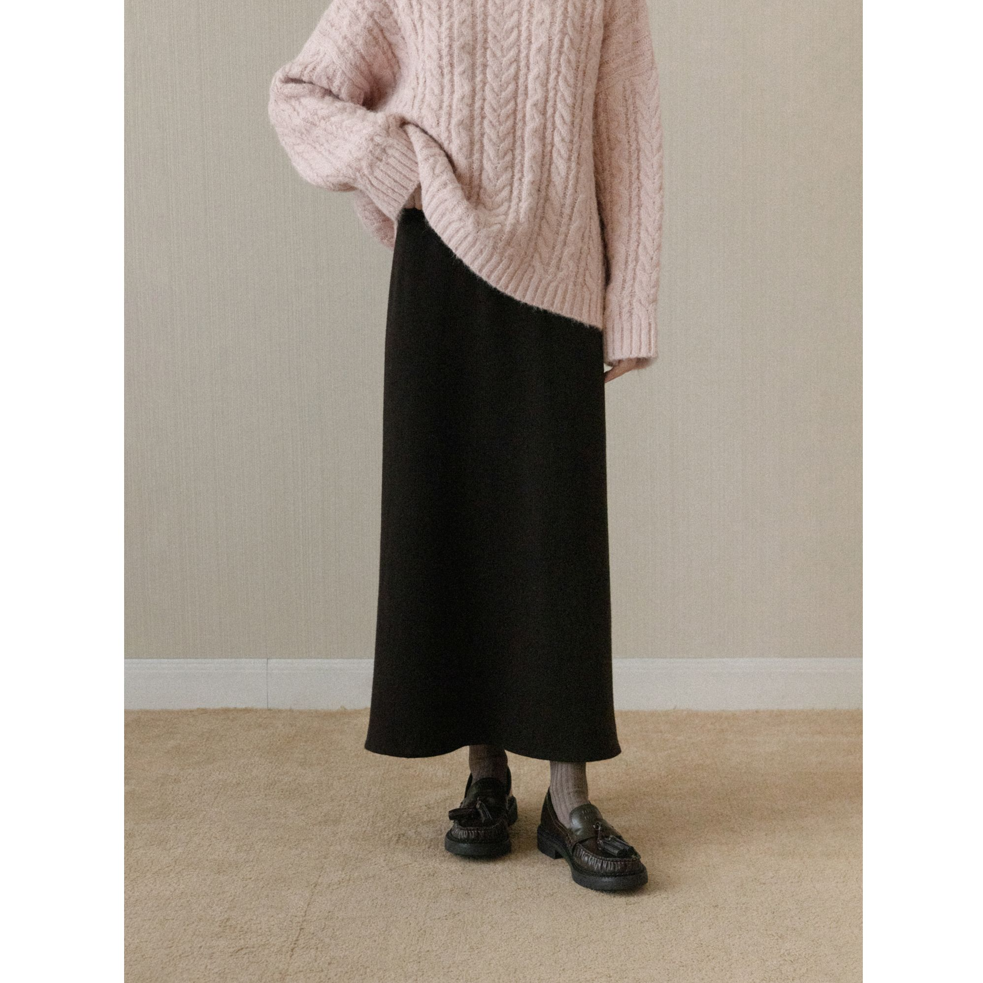 羊城故事气质简约慵懒针织半身裙女加绒长裙 Y2511x半身裙x30292