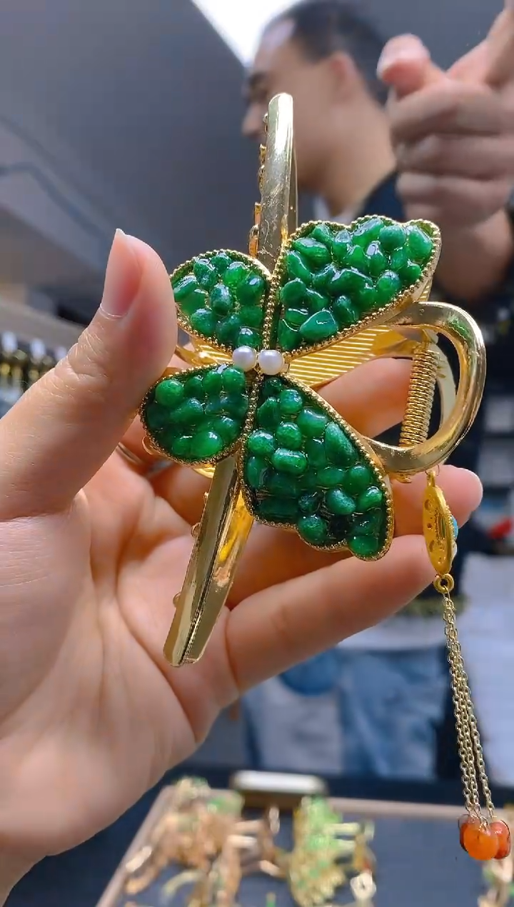 【闪购商品】翡翠耳饰合金123翡翠发簪