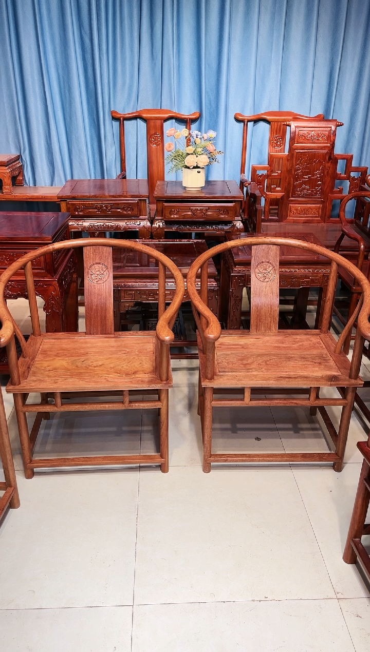 【闪购商品】紫檀木类置物架小巴花小圈椅