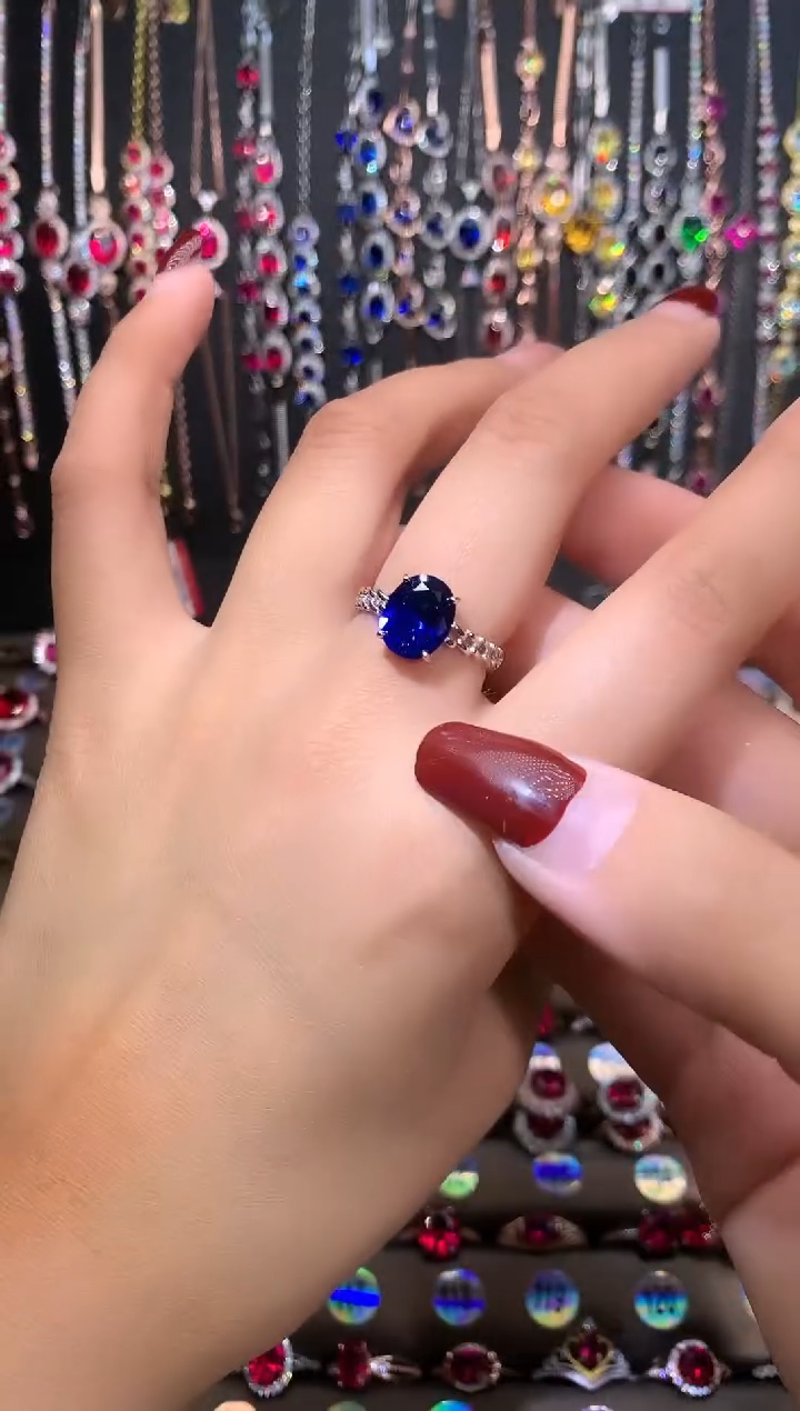 【闪购商品】蓝宝石戒指银S925镶嵌银色
