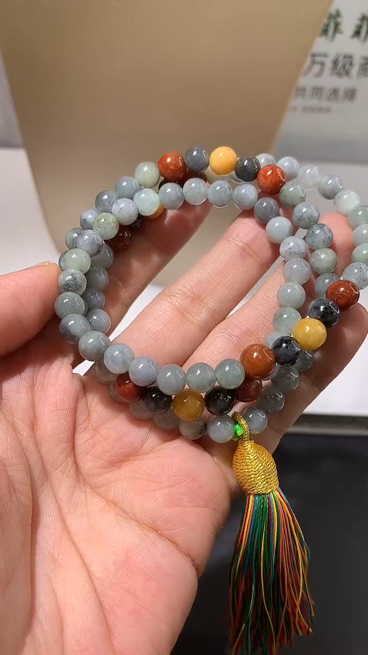 颈饰未镶嵌翡翠A26 乌鸡长珠串