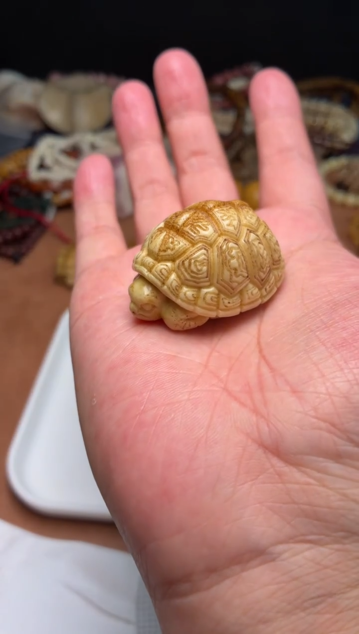 鹿骨其他空**风杂件419-鹿角雕刻海龟