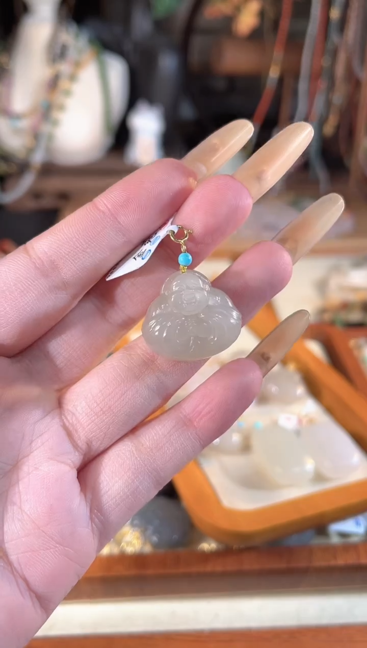 【闪购商品】和田玉吊坠(不含链)18K金镶嵌多样性发货其一