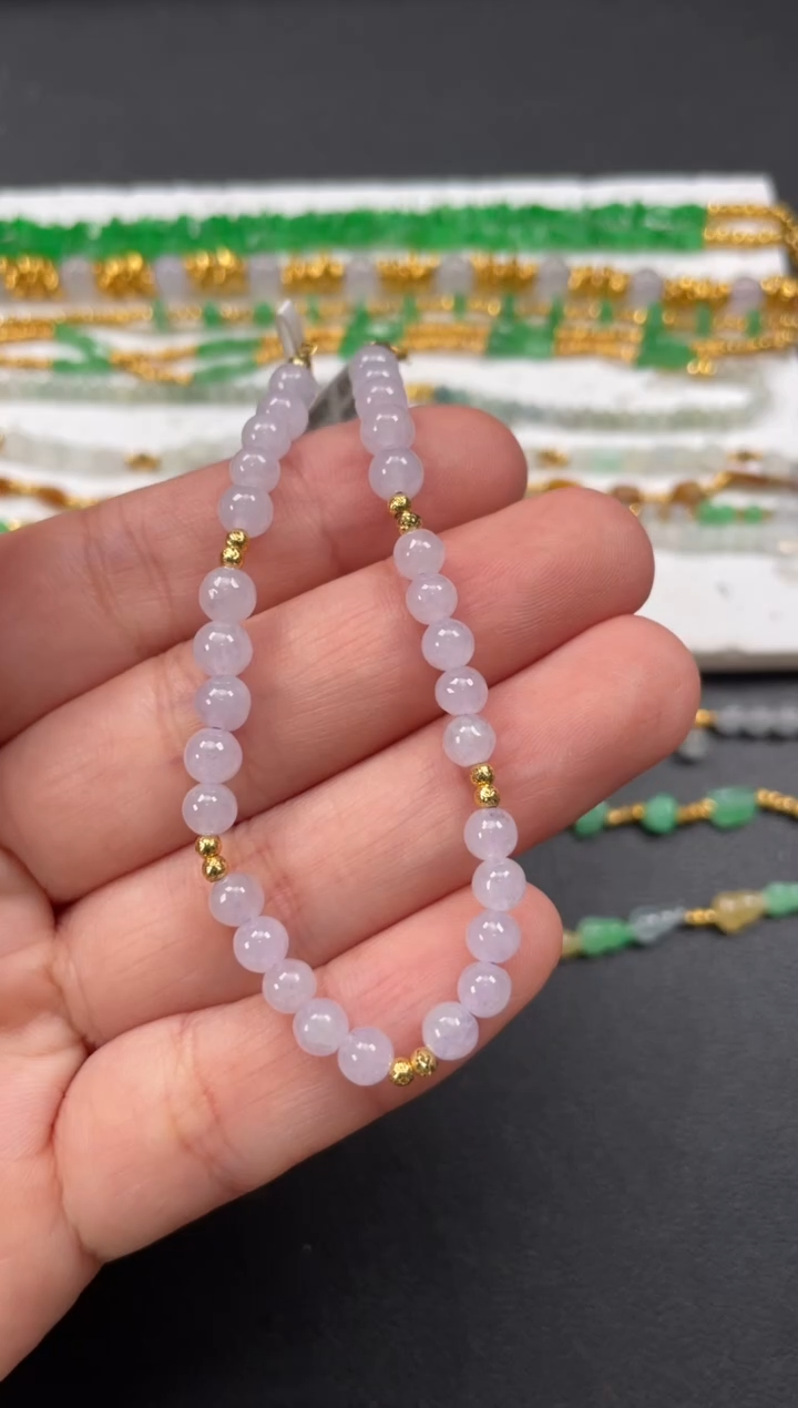 套链18K金镶嵌翡翠一条   P489