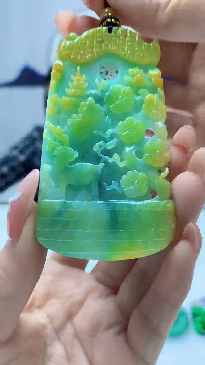 【闪购商品】定制翡翠未镶嵌4852DD-毛货挂件165