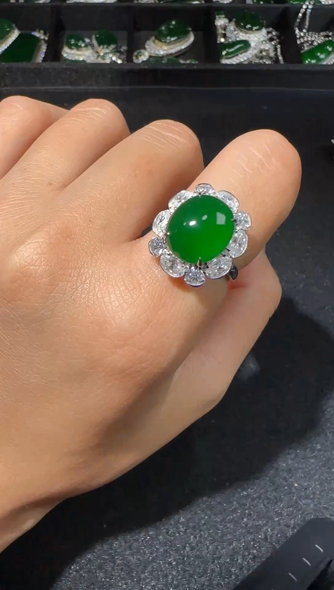 【闪购商品】翡翠戒指18K金镶嵌客服链接勿拍
