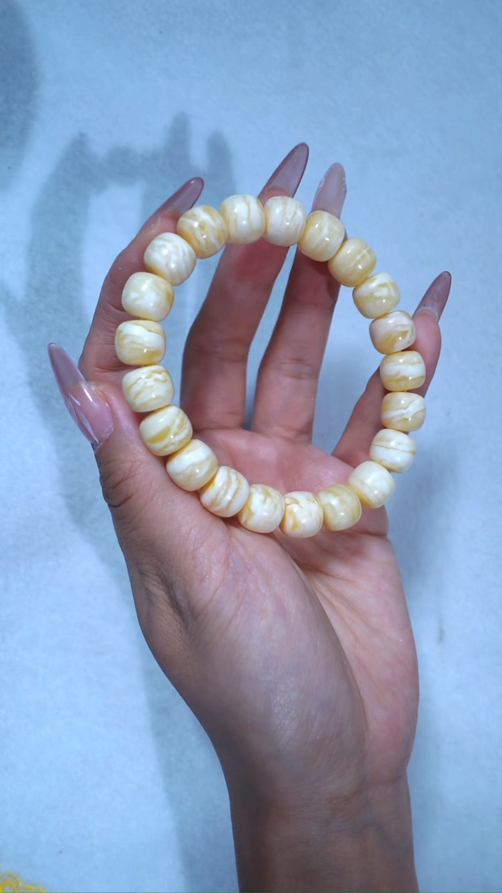 【闪购商品】蜜蜡手链未镶嵌收藏级11.3mm瓷白浓蜡虎皮千层