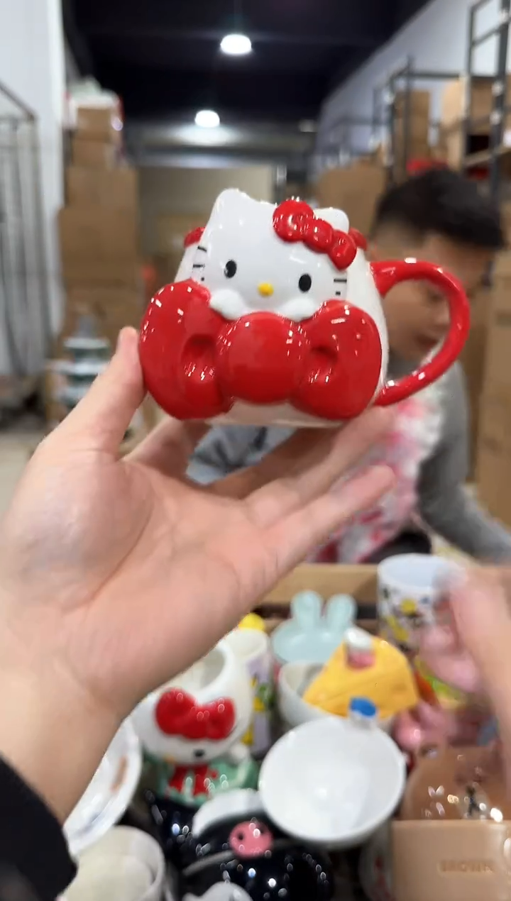 瓷片kt猫大蝴蝶结水杯