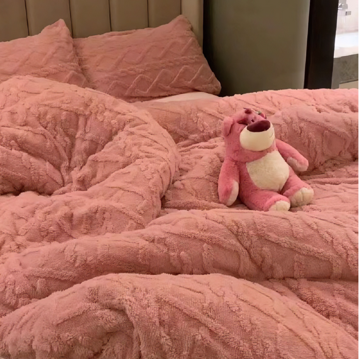 2*2.3米 粉色塔芙绒被套粉不挑花型