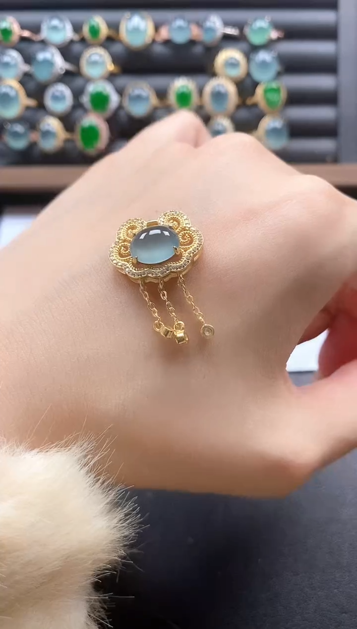 银S925镶嵌戒指翡翠5111