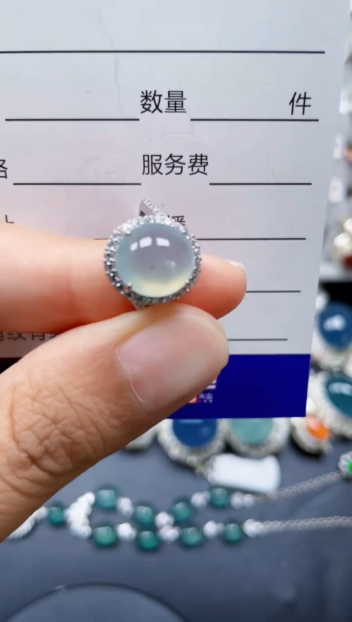 翡翠戒指银S925镶嵌0152