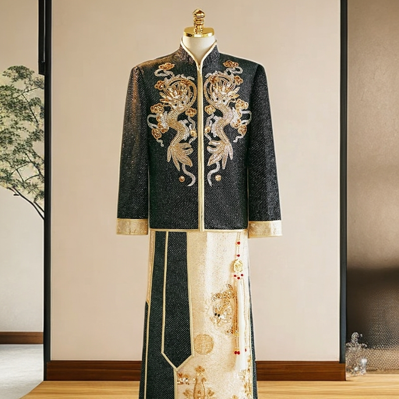 男士黑色秀禾服2025新款中式婚服新郎秀禾服新中式婚服