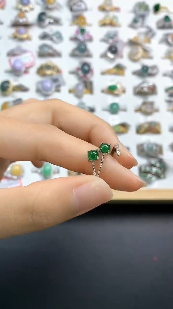 【闪购商品】翡翠颈饰银S925镶嵌翡翠 戒指 银S925镶嵌