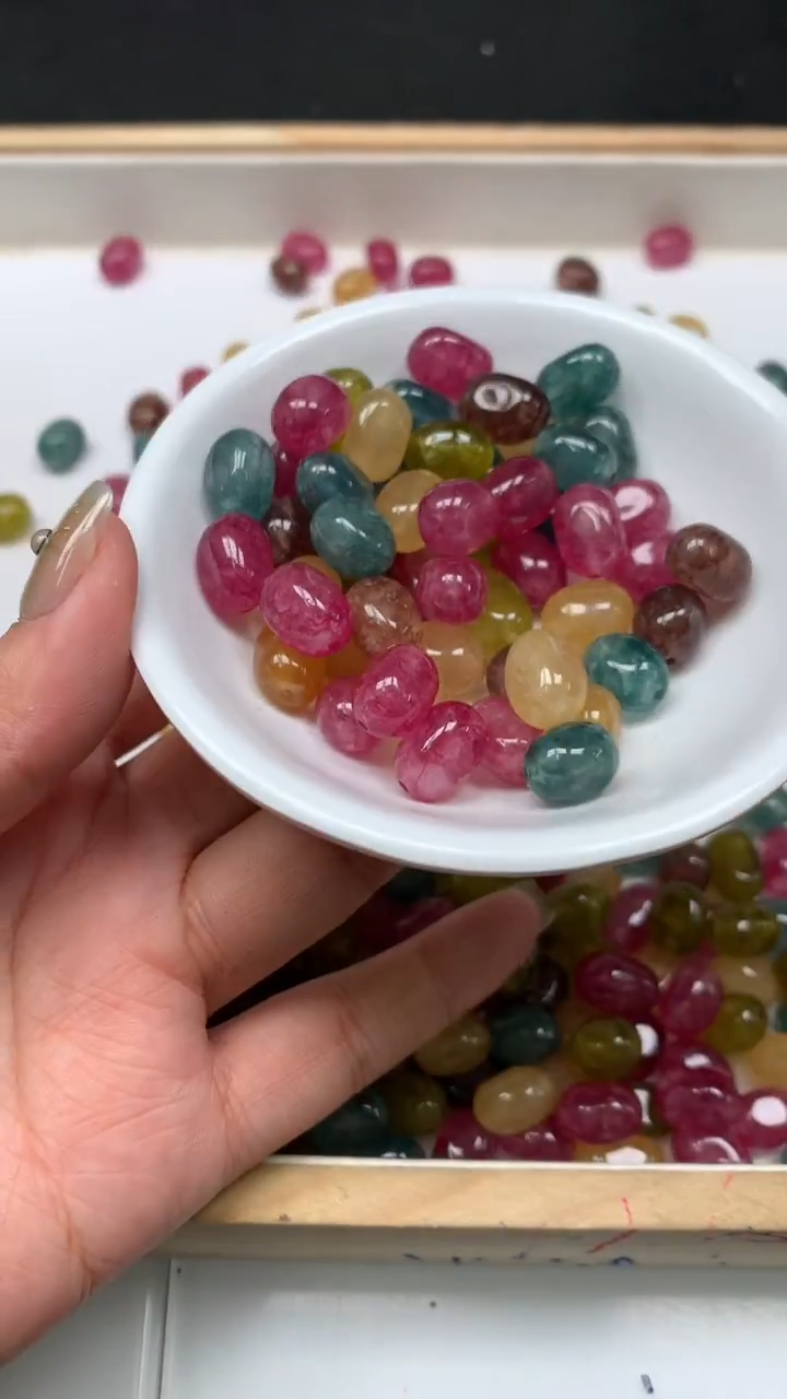 未镶嵌散珠碧玺D484 彩碧玺 随型8*12mm20个8.8元