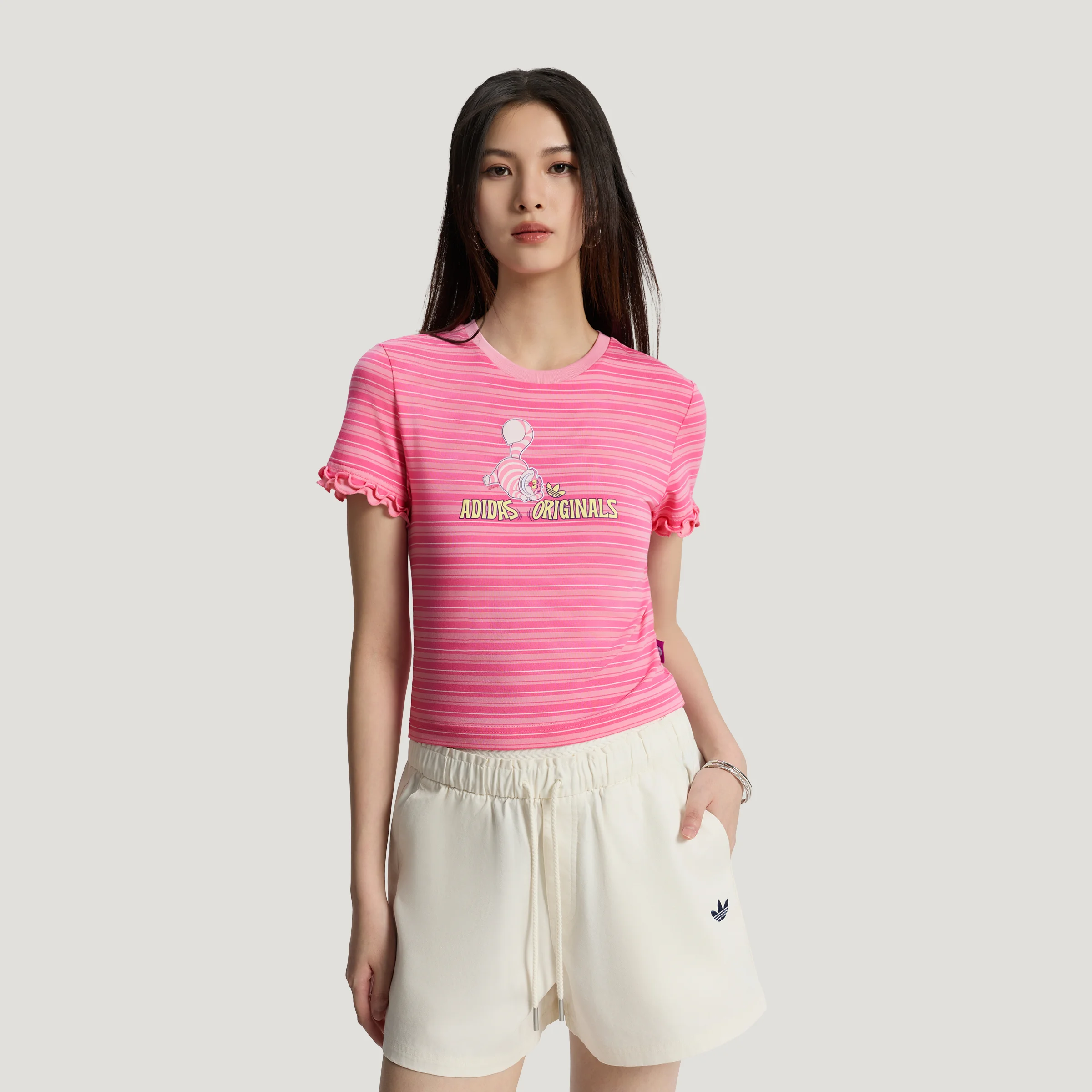 【滔搏联动】adidas三叶草迪士尼联名款修身针织运动短袖T恤KY8317