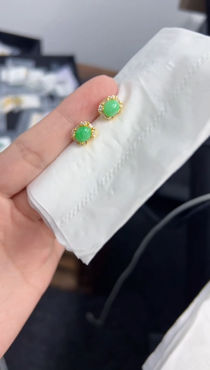 【闪购商品】翡翠耳饰银S925镶嵌Y缅料A货/支持复检/一件