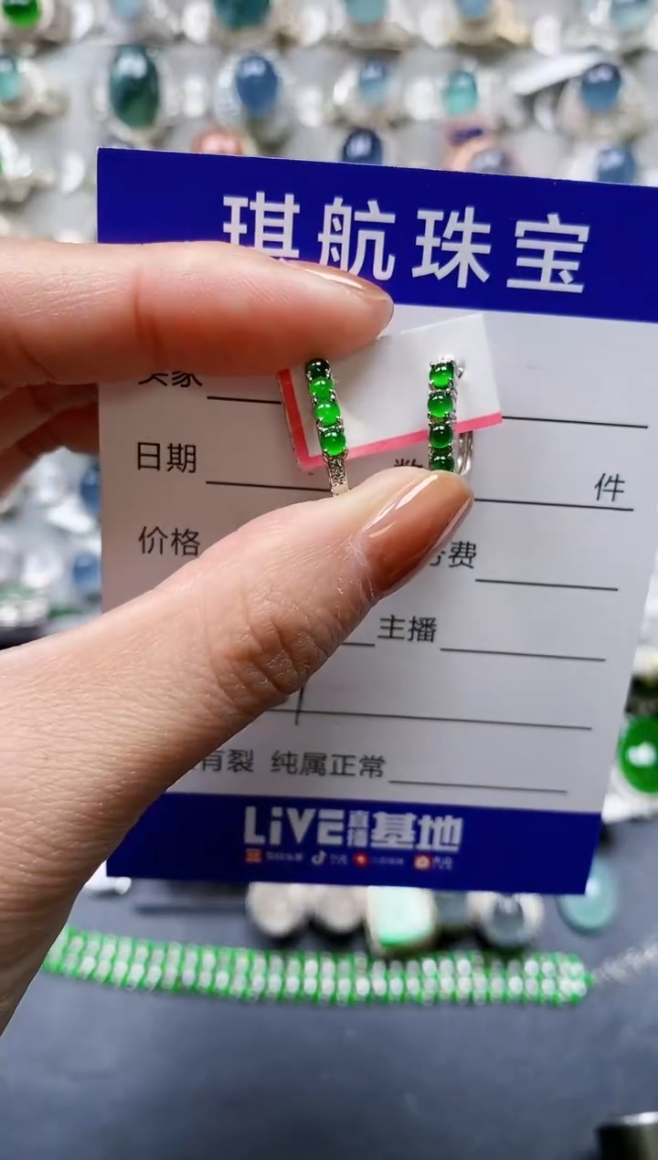 【闪购商品】翡翠耳饰银S925镶嵌0431