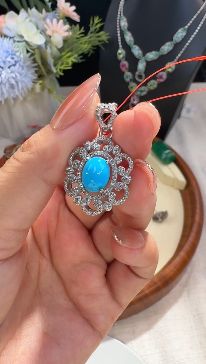 【闪购商品】绿松石吊坠银S925镶嵌吊坠