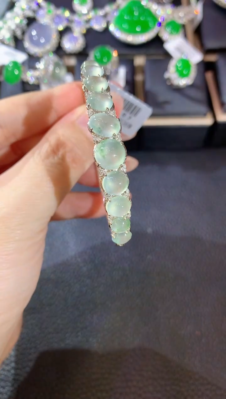 【闪购商品】翡翠手镯18K金镶嵌W80 翡翠