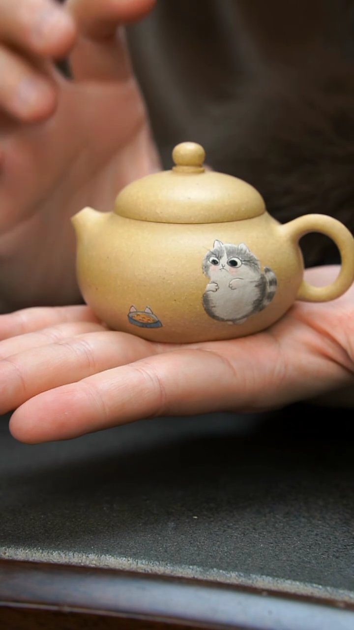 【闪购商品】紫砂茶壶鹅黄段猫咪壶