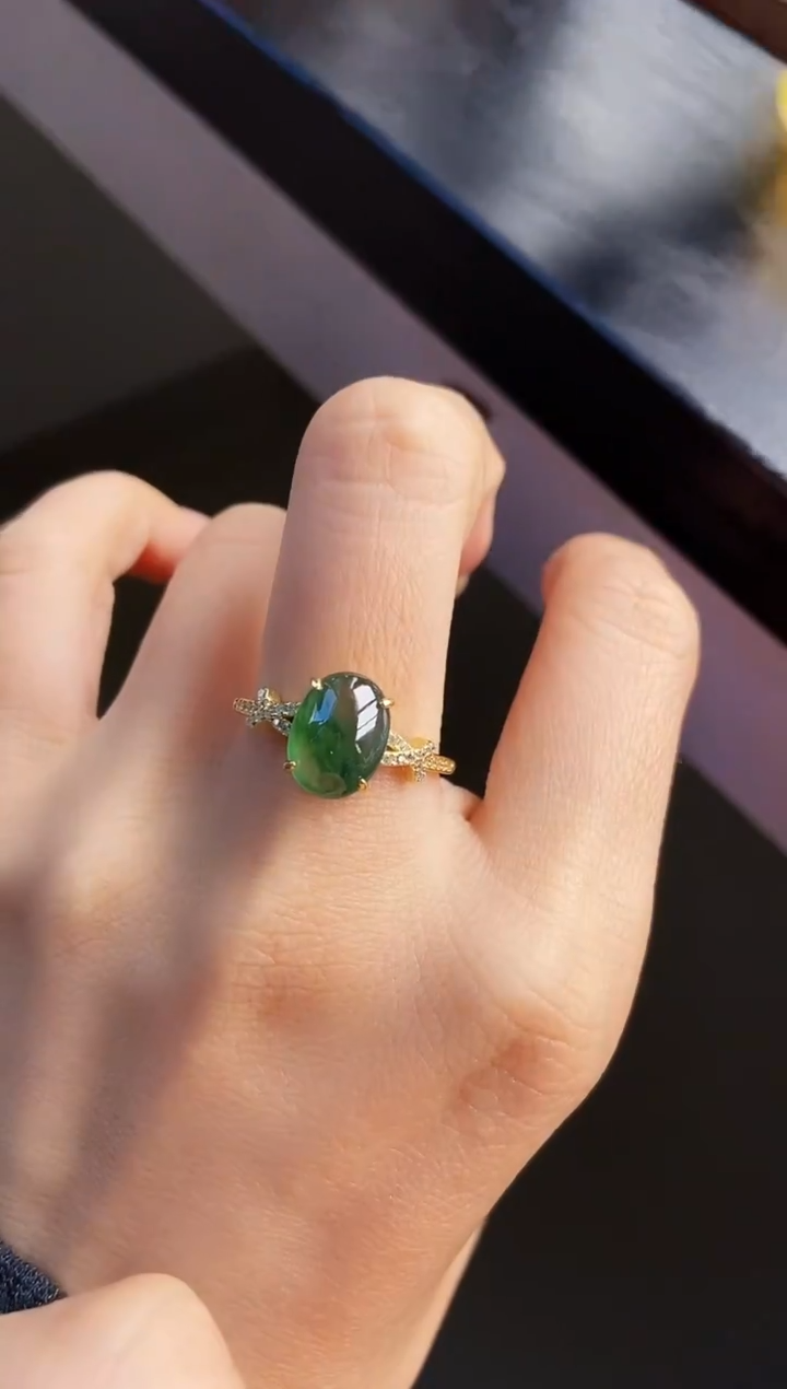 银S925镶嵌戒指翡翠12