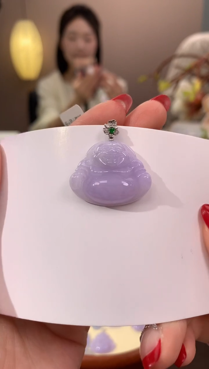 【闪购商品】翡翠颈饰18K金镶嵌天然缅甸a货翡翠