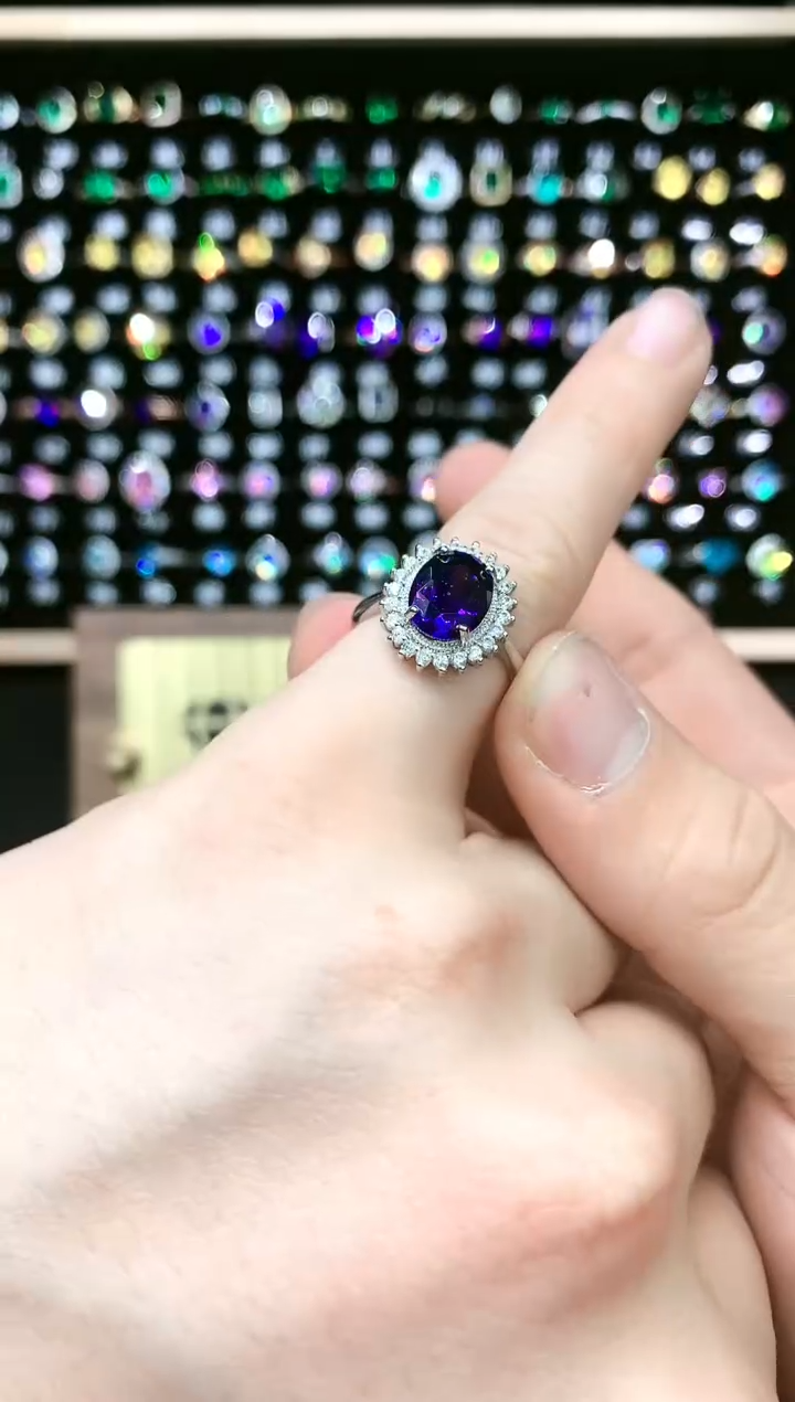 紫晶戒指银S925镶嵌......
