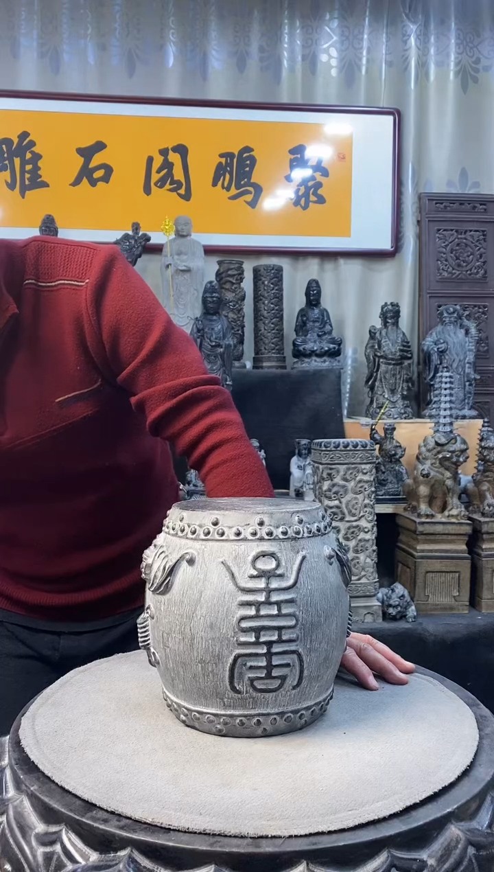 石材山西青石福寿石鼓