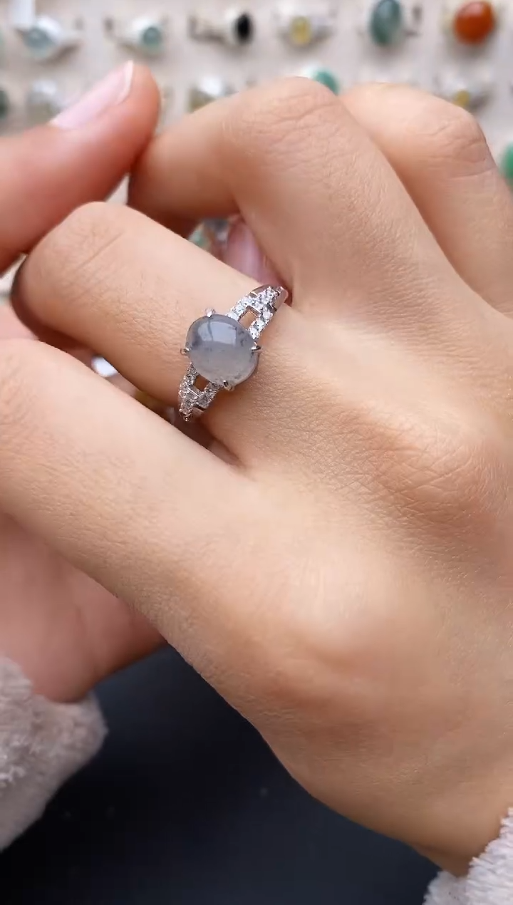 【闪购商品】翡翠戒指银S925镶嵌缅甸翡翠