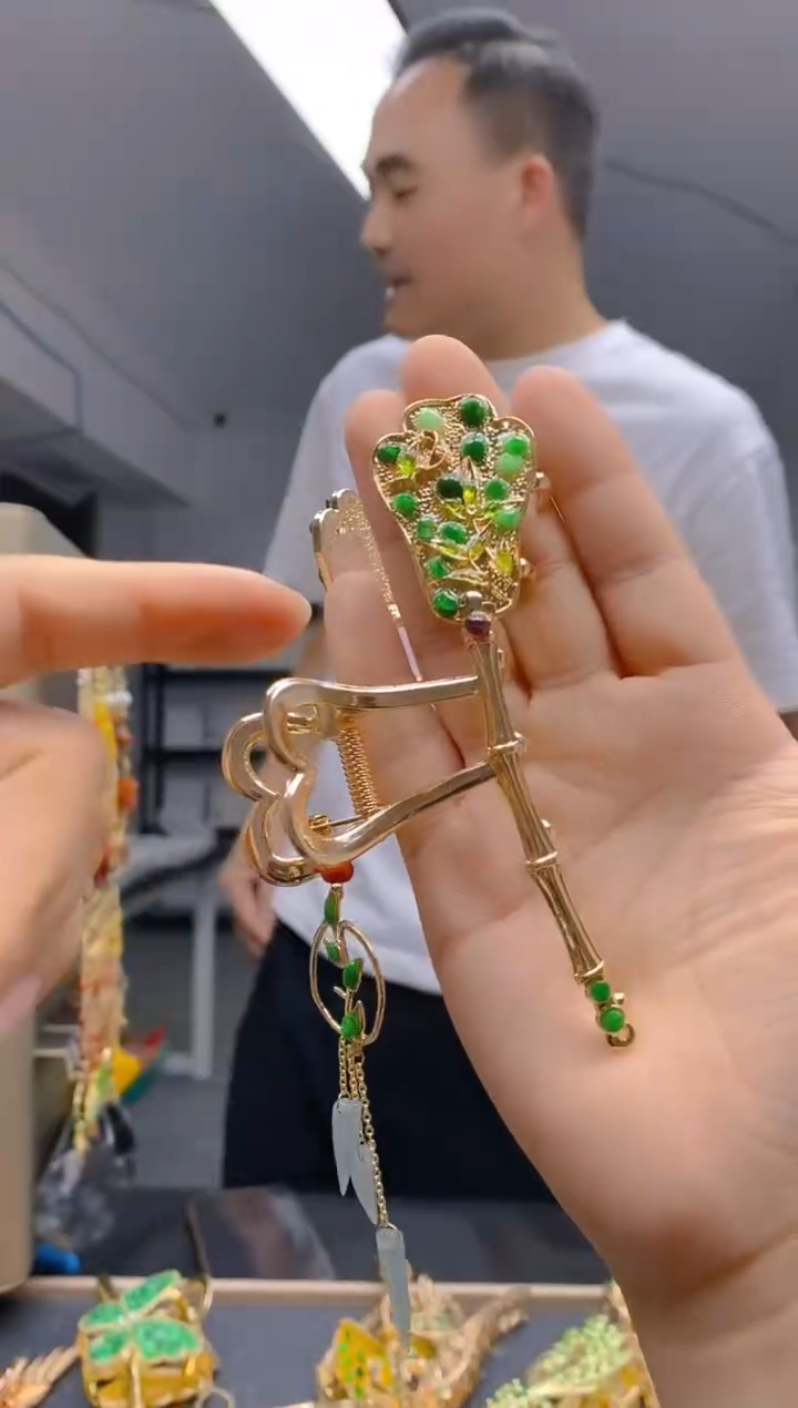 【闪购商品】翡翠耳饰合金0210翡翠发簪