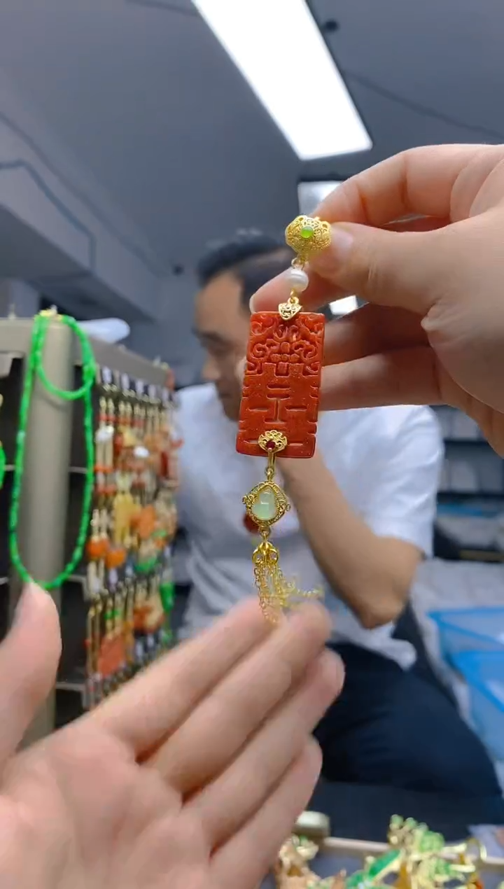 【闪购商品】翡翠耳饰合金0455翡翠压襟