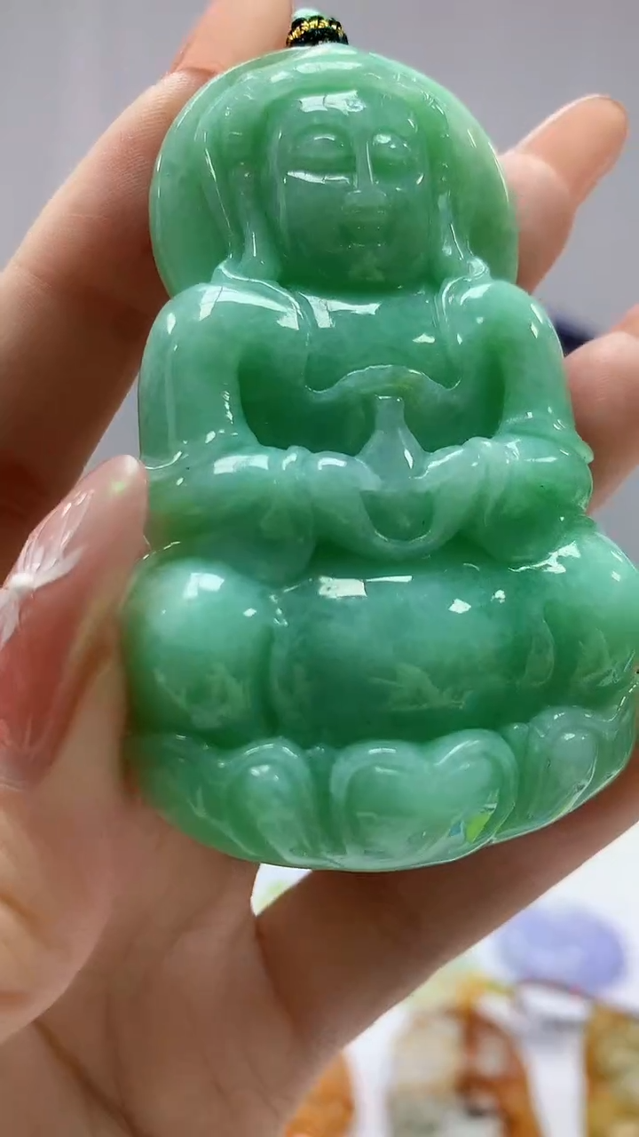 【闪购商品】定制翡翠未镶嵌5152DD-毛货挂件观音123