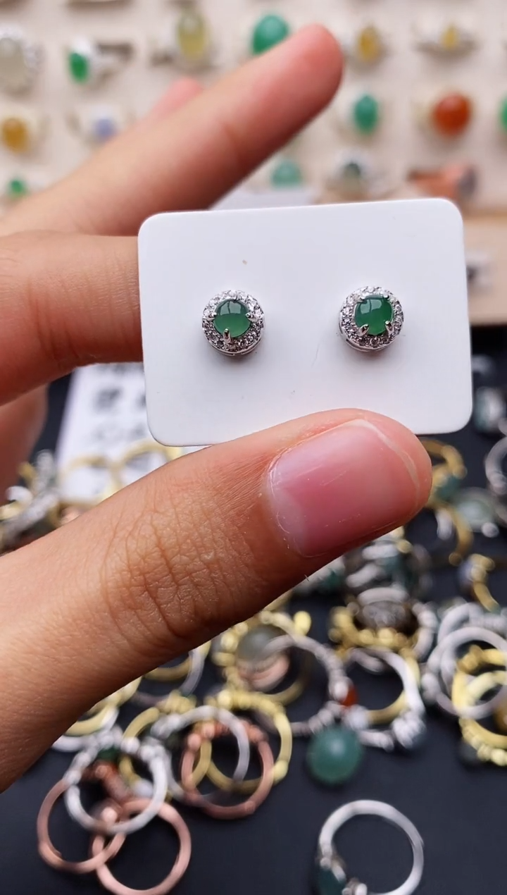 【闪购商品】翡翠戒指银S925镶嵌缅甸翡翠