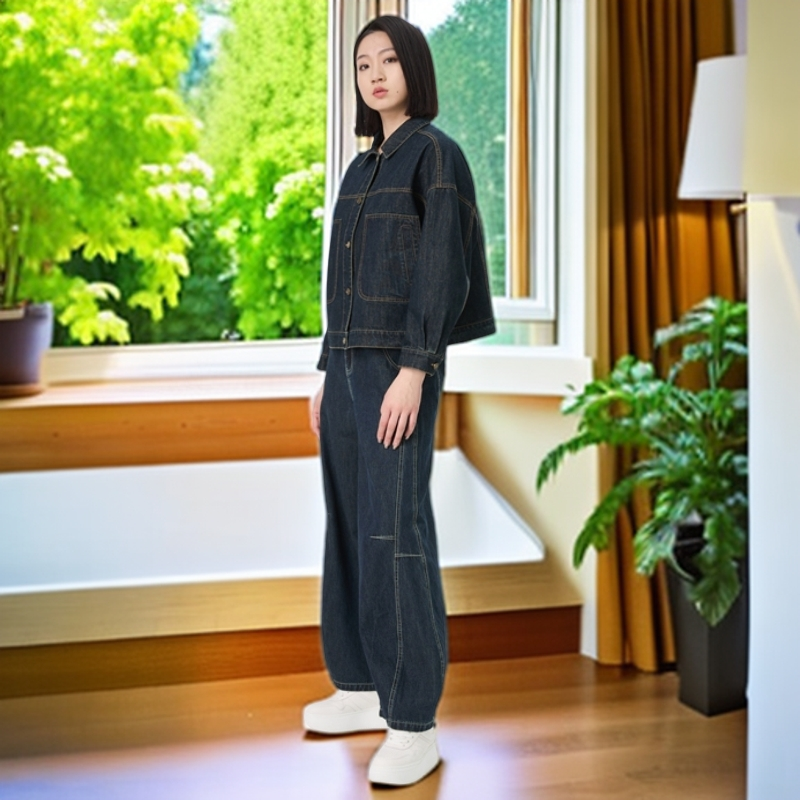 【水淼】1041复古休闲百搭牛仔外套大码女装