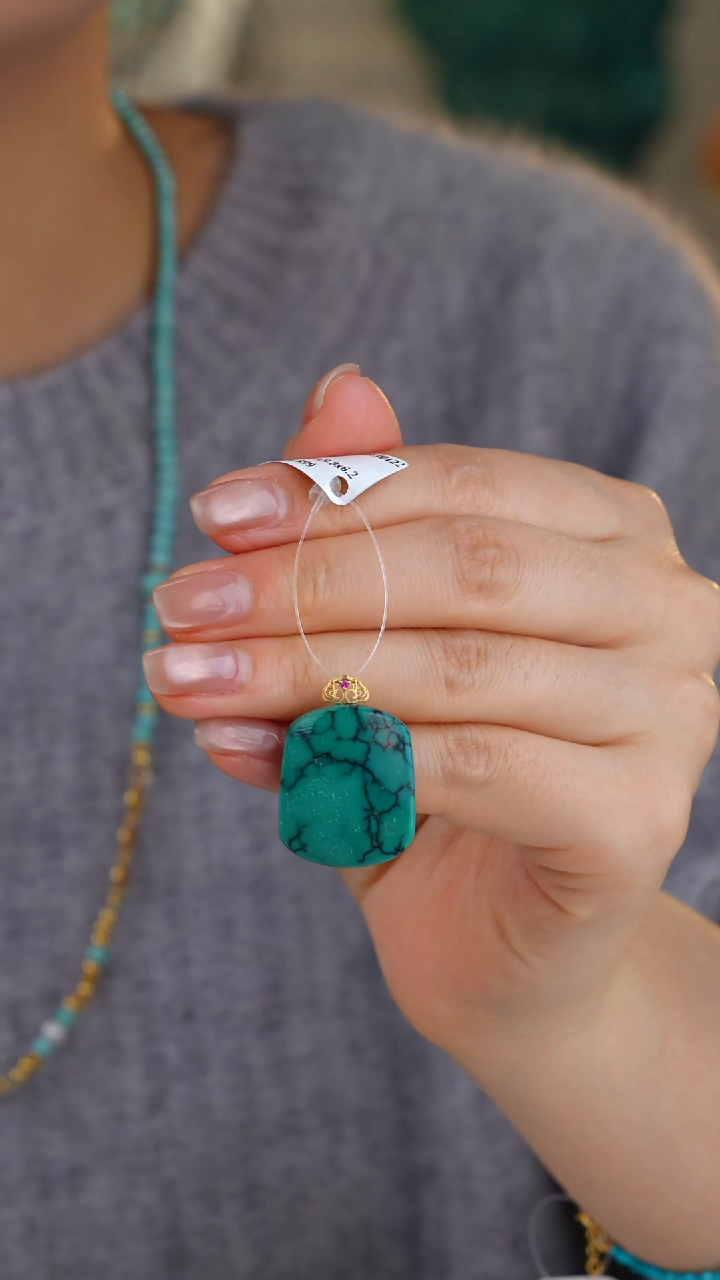 【闪购商品】绿松石吊坠(不含链)18K金镶嵌1