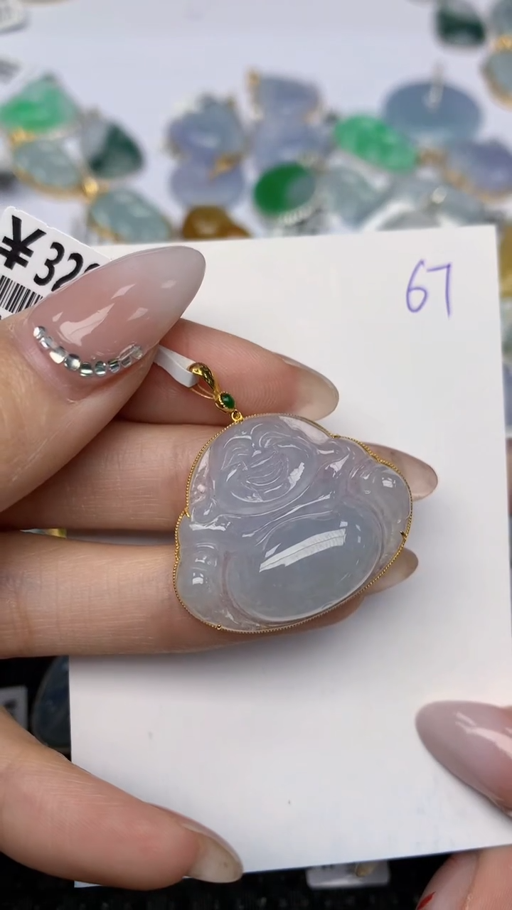 【闪购商品】翡翠颈饰18K金镶嵌天然翡翠A货